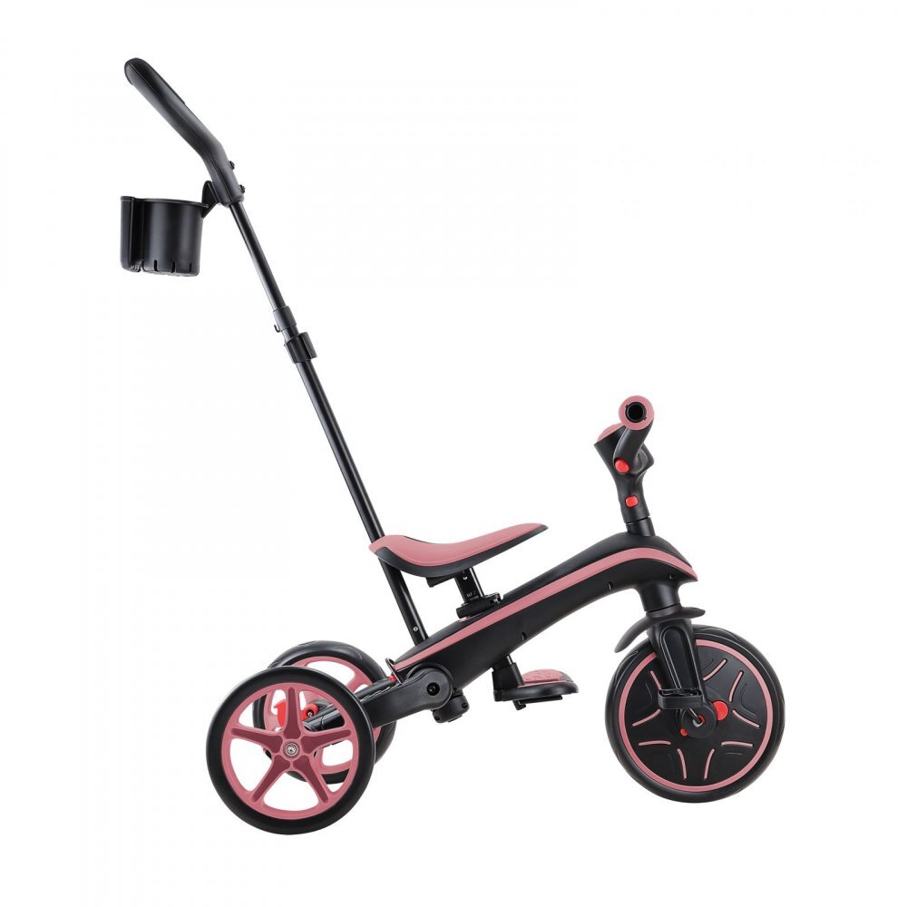 Globber Tricicleta pentru copii Explorer Roz Pal 4 in 1 pliabila maner pentru controlul directiei scaun ajustabil pe inaltime suport pentru picioare roti din cauciuc Eva sistem roata libera de la 10 luni