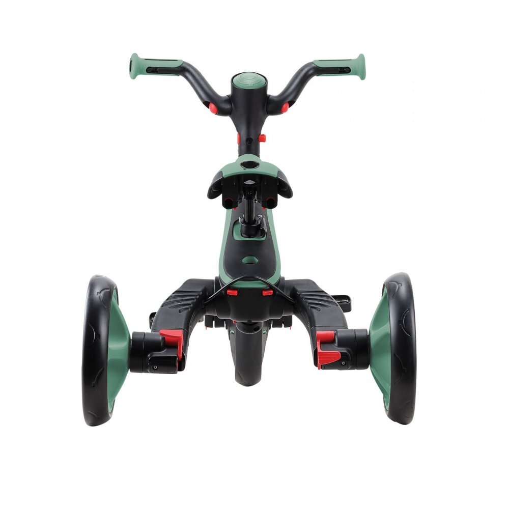 Globber Tricicleta pentru copii Explorer Verde Pal 4 in 1 pliabila maner pentru controlul directiei scaun ajustabil pe inaltime suport pentru picioare roti din cauciuc Eva sistem roata libera de la 10 luni