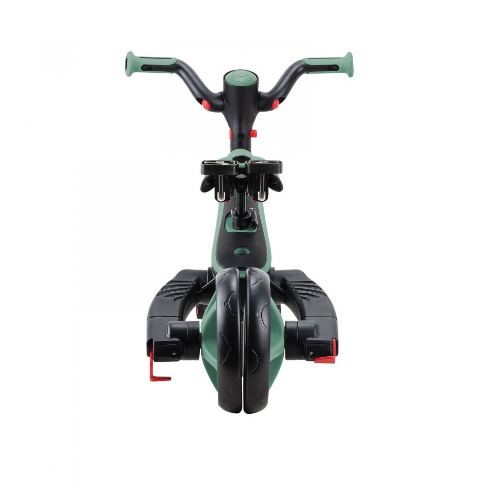 Globber Tricicleta pentru copii Explorer Verde Pal 4 in 1 pliabila maner pentru controlul directiei scaun ajustabil pe inaltime suport pentru picioare roti din cauciuc Eva sistem roata libera de la 10 luni
