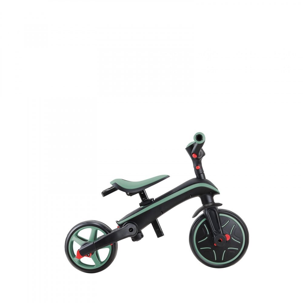 Globber Tricicleta pentru copii Explorer Verde Pal 4 in 1 pliabila maner pentru controlul directiei scaun ajustabil pe inaltime suport pentru picioare roti din cauciuc Eva sistem roata libera de la 10 luni