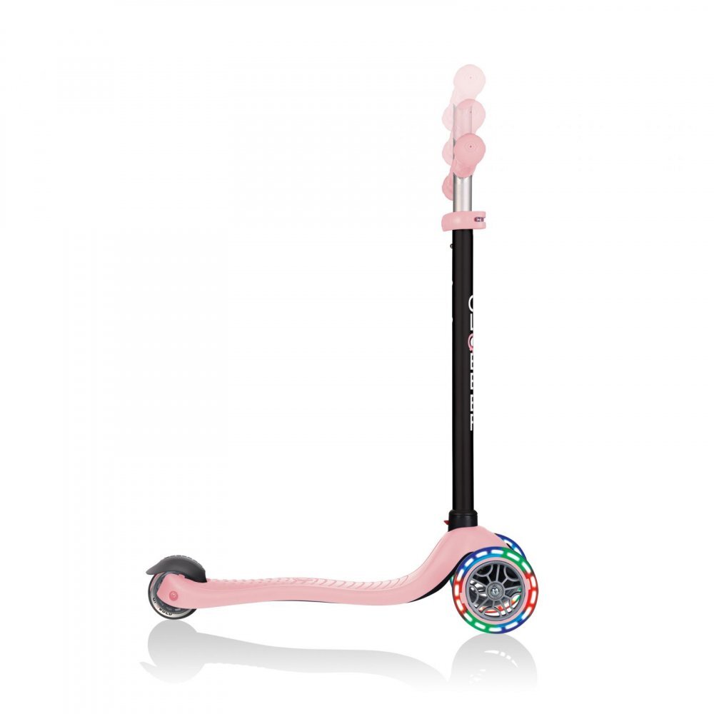 Globber Trotineta 3 in 1 Go-Up Sporty Roz Pastel roti Led scaun maner parinte ghidon reglabil greutate admisa 50 kg