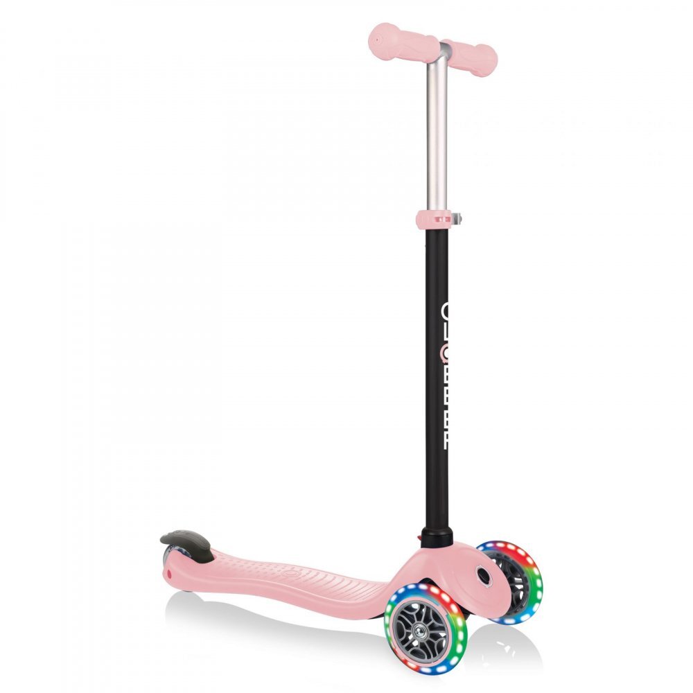 Globber Trotineta 3 in 1 Go-Up Sporty Roz Pastel roti Led scaun maner parinte ghidon reglabil greutate admisa 50 kg