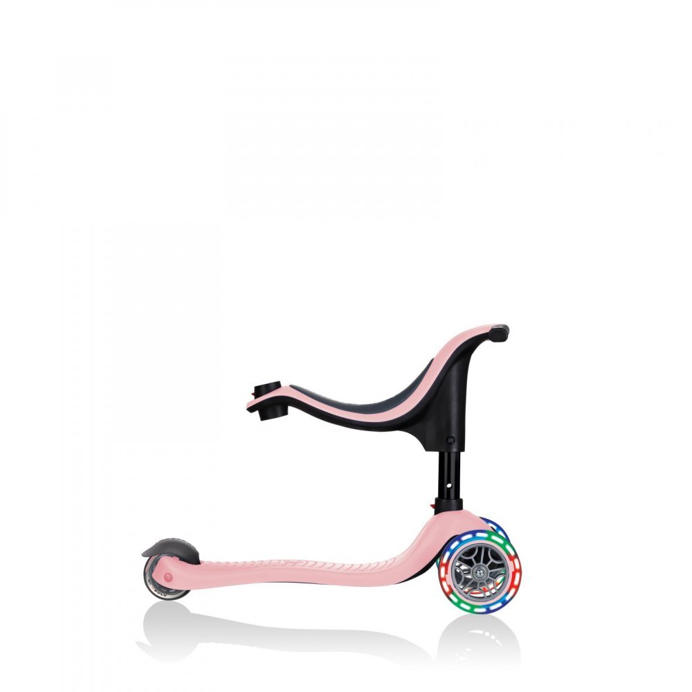 Globber Trotineta 3 in 1 Go-Up Sporty Roz Pastel roti Led scaun maner parinte ghidon reglabil greutate admisa 50 kg