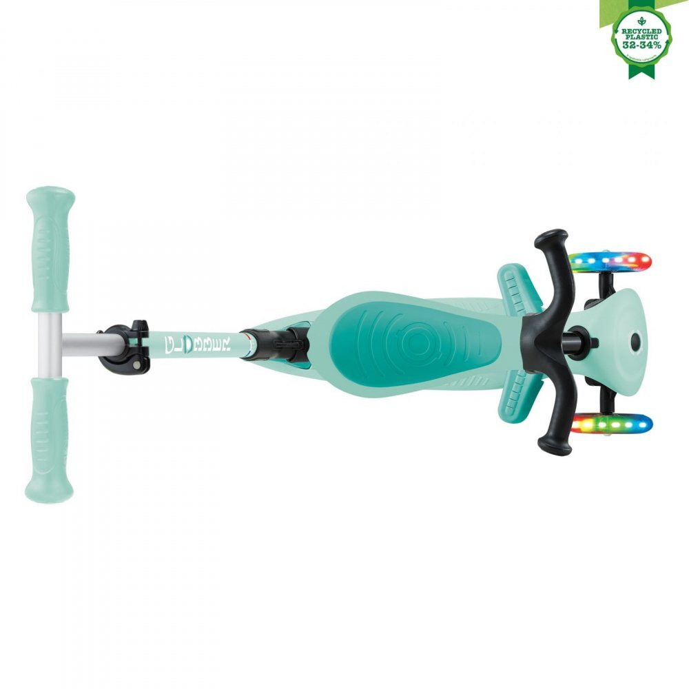 Globber Trotineta 3 in 1 pentru copii Go Up Active Verde cu maner de impins scaun si ghidon ajustabile roti cu lumini LED