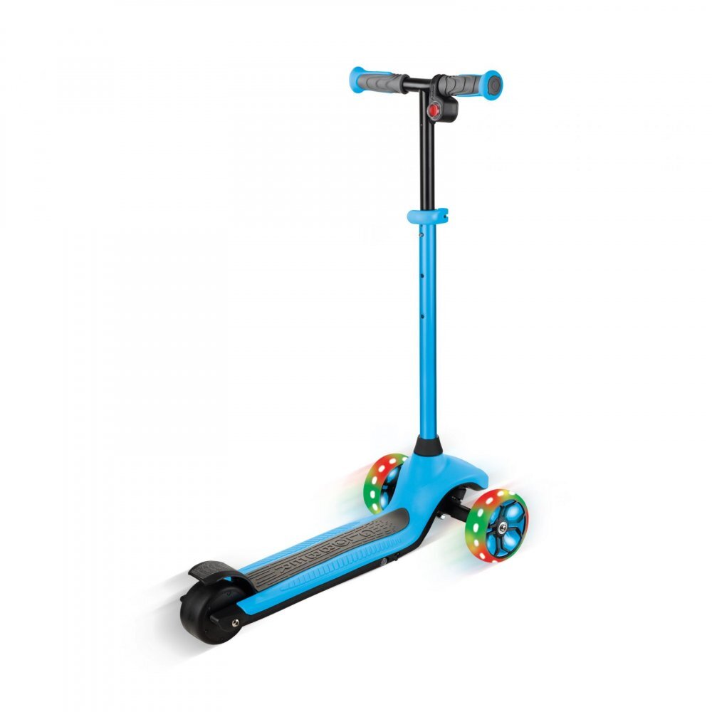 Globber Trotineta E-Motion 4 ghidon reglabil pe inaltime roti cu LED motor 80W autonomie 8-10 km culoare alabstra