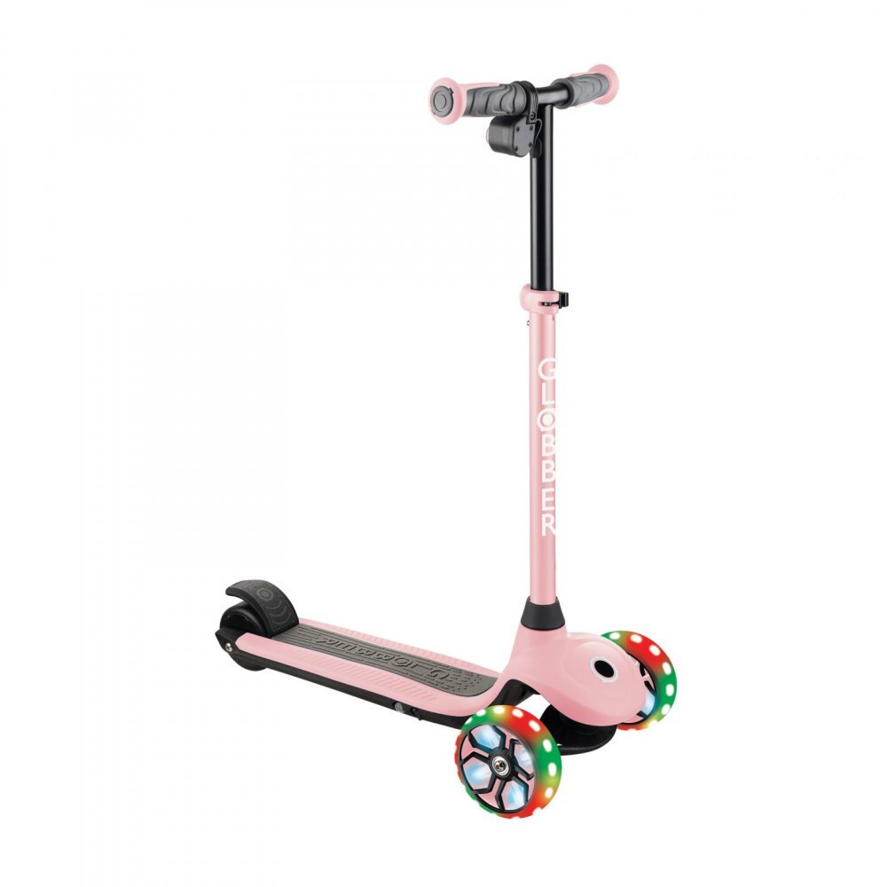Globber Trotineta E-Motion 4 ghidon reglabil pe inaltime roti cu LED motor 80W autonomie 8-10 km culoare roz