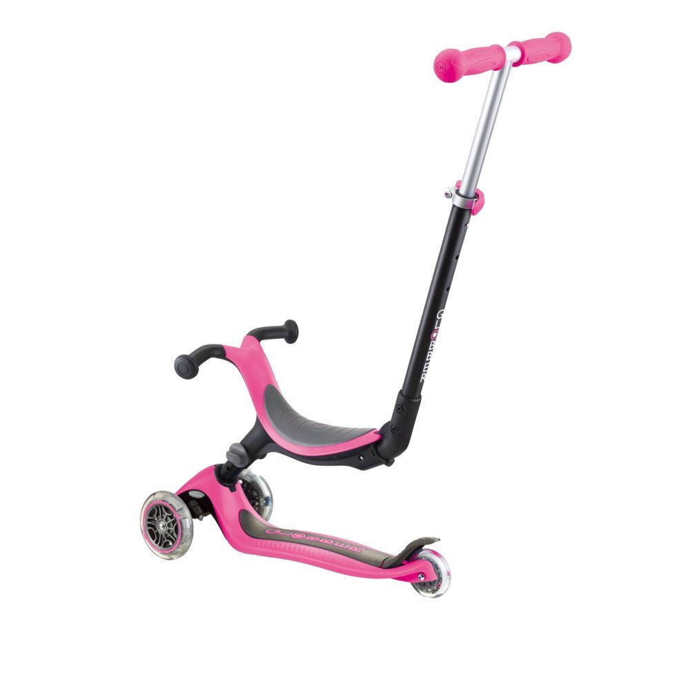 Globber Trotineta evolutiva 4 in 1 pliabila Go-Up Roz cu scaun maner parinte ghidon reglabil greutate admisa 50 kg