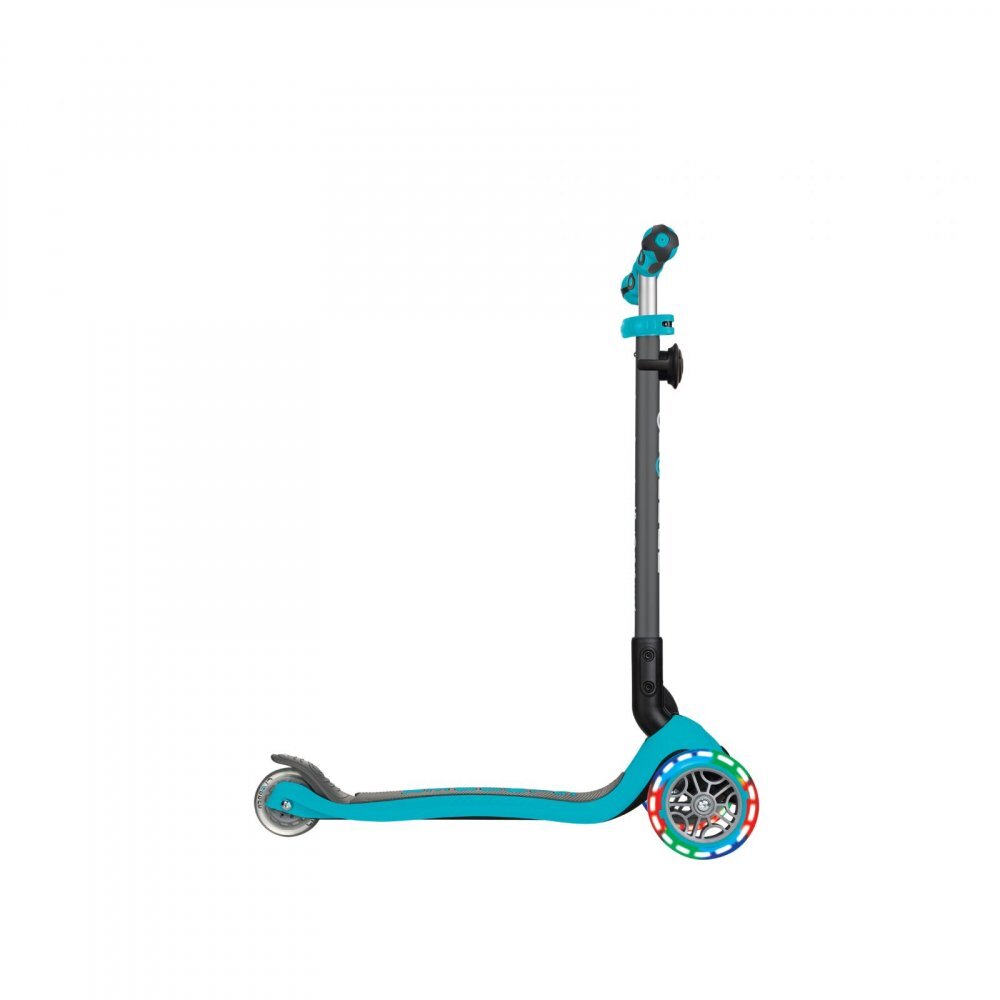 Globber Trotineta evolutiva Go-Up 4 in 1 Deluxe Lights Turquoise ghidon reglabil scaun maner parinte roti cu Led greutate admisa 50 kg