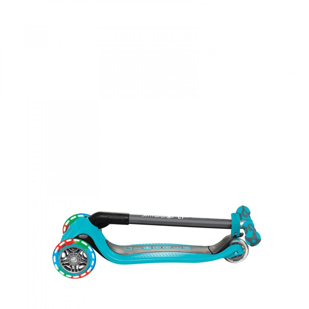 Globber Trotineta evolutiva Go-Up 4 in 1 Deluxe Lights Turquoise ghidon reglabil scaun maner parinte roti cu Led greutate admisa 50 kg