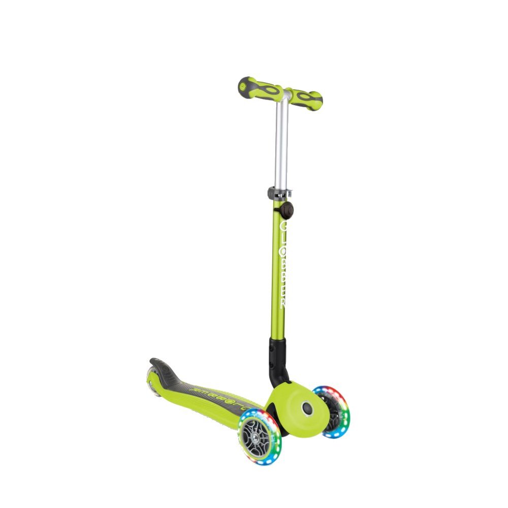 Globber Trotineta evolutiva Go-Up 4 in 1 Deluxe Lights Verde ghidon reglabil scaun maner parinte roti cu Led greutate admisa 50 kg
