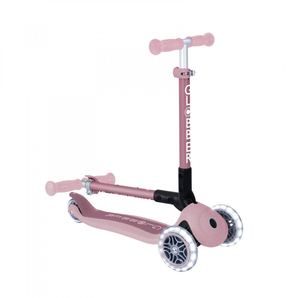 Globber Trotineta Junior ECO Mov Liliac pliabila ghidon din aluminiu reglabil roti cu Led greutate admisa 50 kg