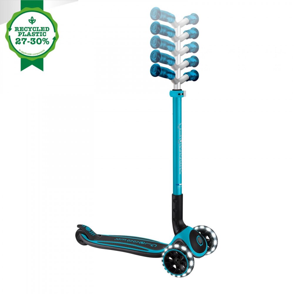 Globber Trotineta pentru copii Ace Lights ghidon reglabil 5 nivele greutate maxima 100 kg rulmenti ABEC 9 culoare albastra