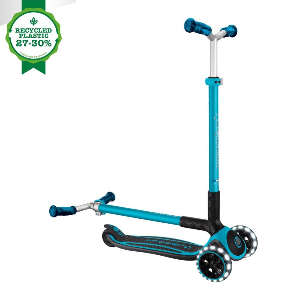 Globber Trotineta pentru copii Ace Lights ghidon reglabil 5 nivele greutate maxima 100 kg rulmenti ABEC 9 culoare albastra