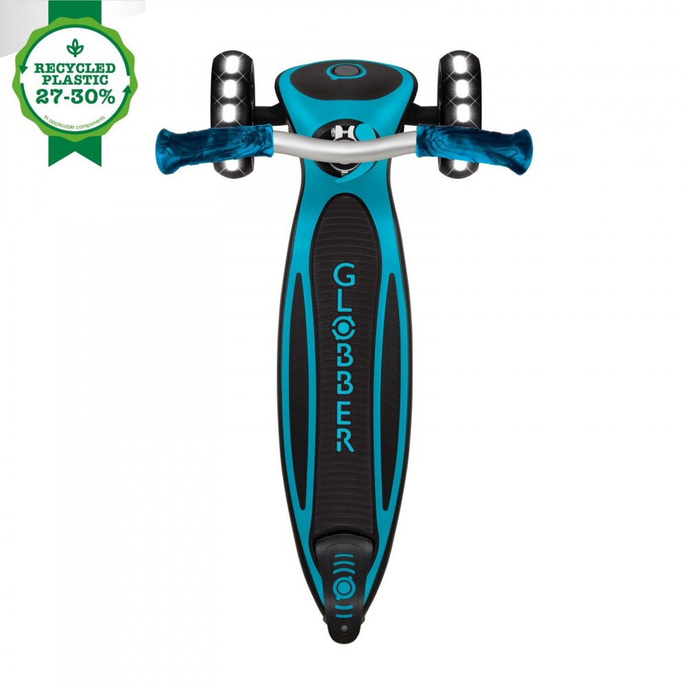 Globber Trotineta pentru copii Ace Lights ghidon reglabil 5 nivele greutate maxima 100 kg rulmenti ABEC 9 culoare albastra