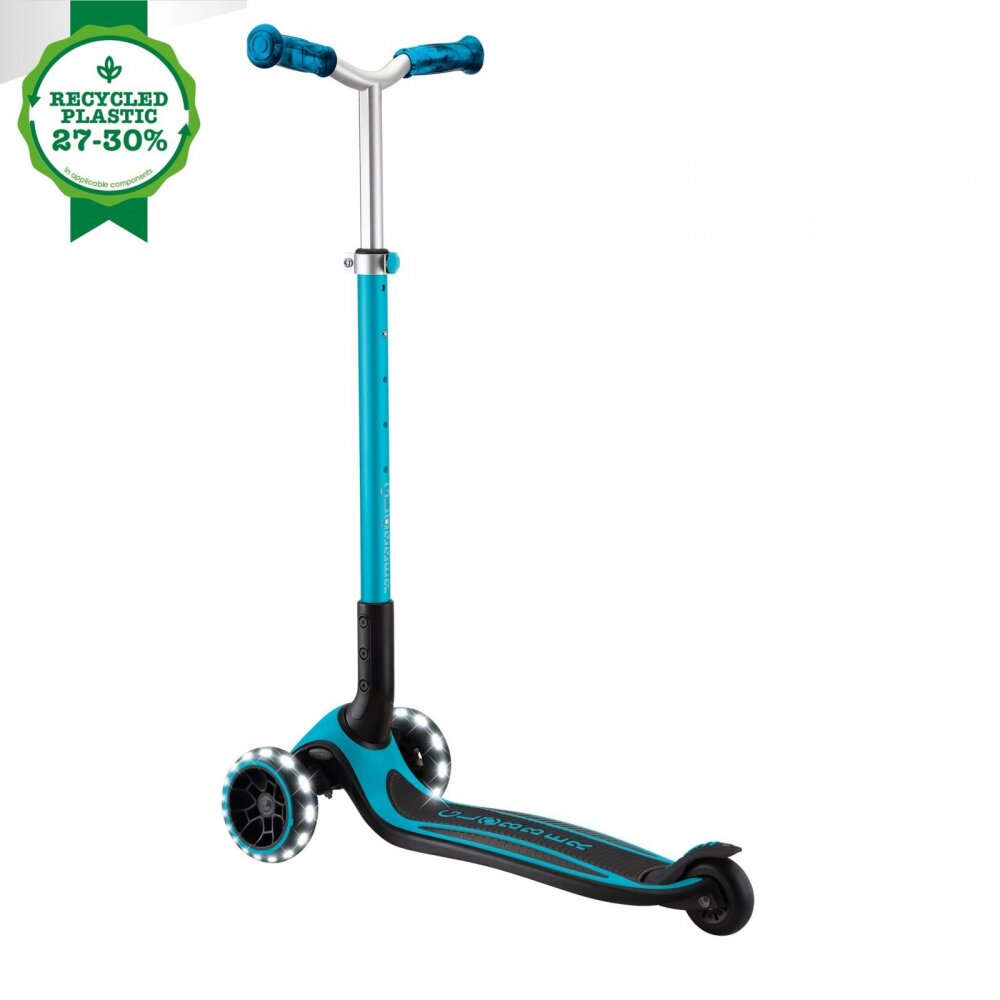 Globber Trotineta pentru copii Ace Lights ghidon reglabil 5 nivele greutate maxima 100 kg rulmenti ABEC 9 culoare albastra