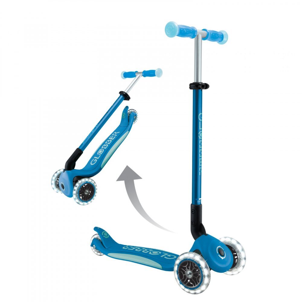 Globber Trotineta pentru copii Elite Glow Albastru ghidon ajustabil 4 nivele pliabila rulmenti ABEC 9