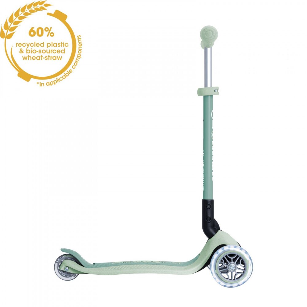 Globber Trotineta pentru copii Primo Fistic ecologica pliabila cu roti LED ghidon ajustabil pe 3 nivele rulmenti ABEC 9
