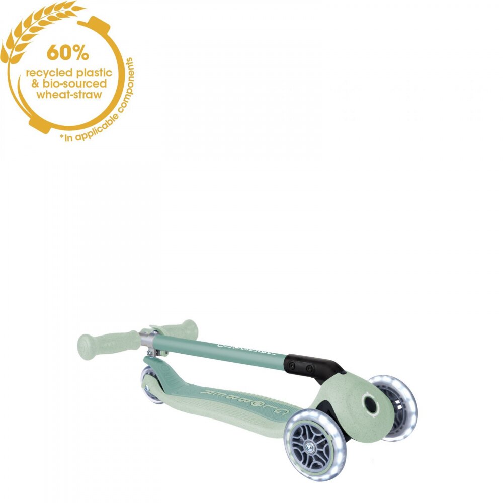 Globber Trotineta pentru copii Primo Fistic ecologica pliabila cu roti LED ghidon ajustabil pe 3 nivele rulmenti ABEC 9
