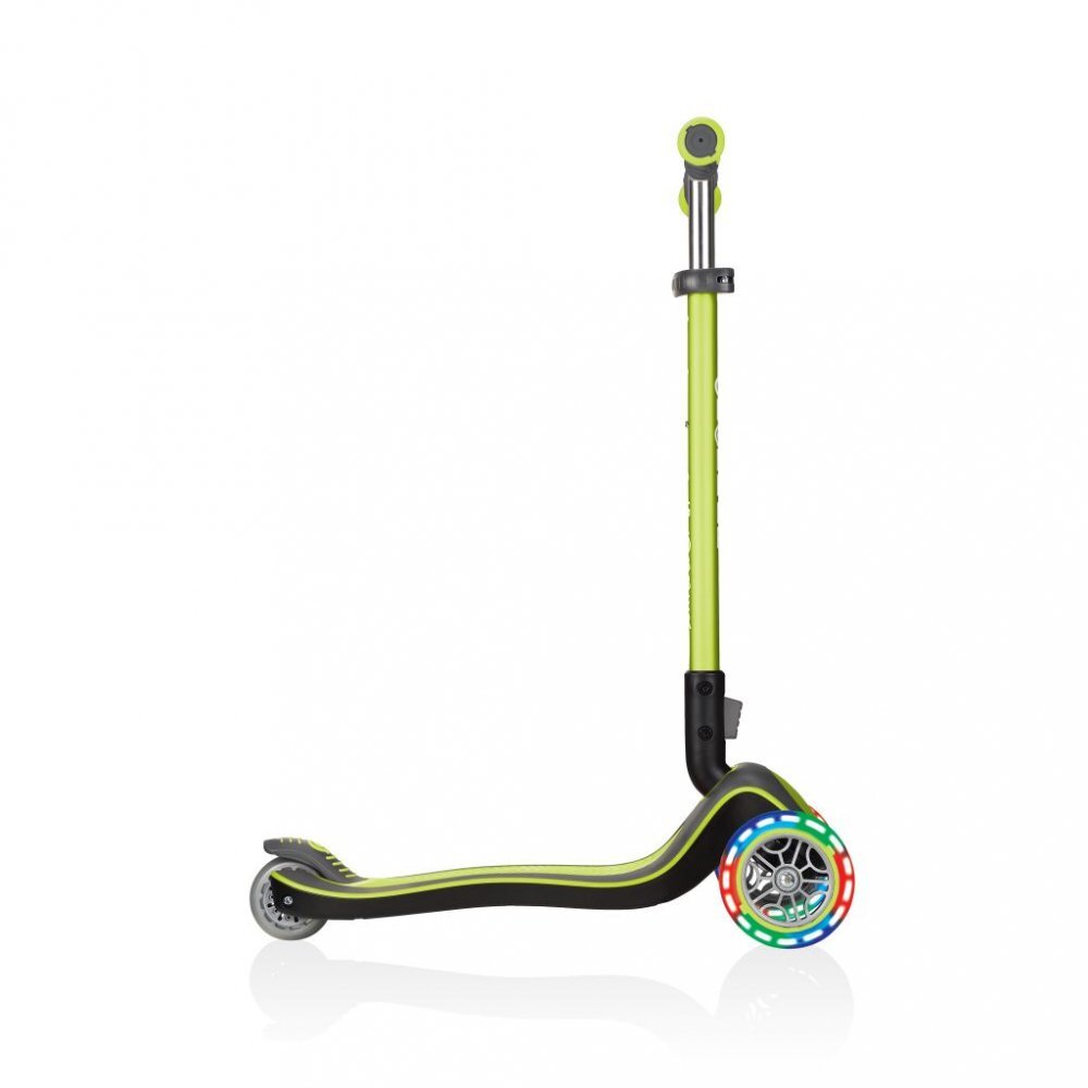 Globber Trotineta pliabila Elite Deluxe Lights Verde roti LED pliabila din aluminiu ghidon reglabil greutate suportata 50 kg varsta 3 ani+