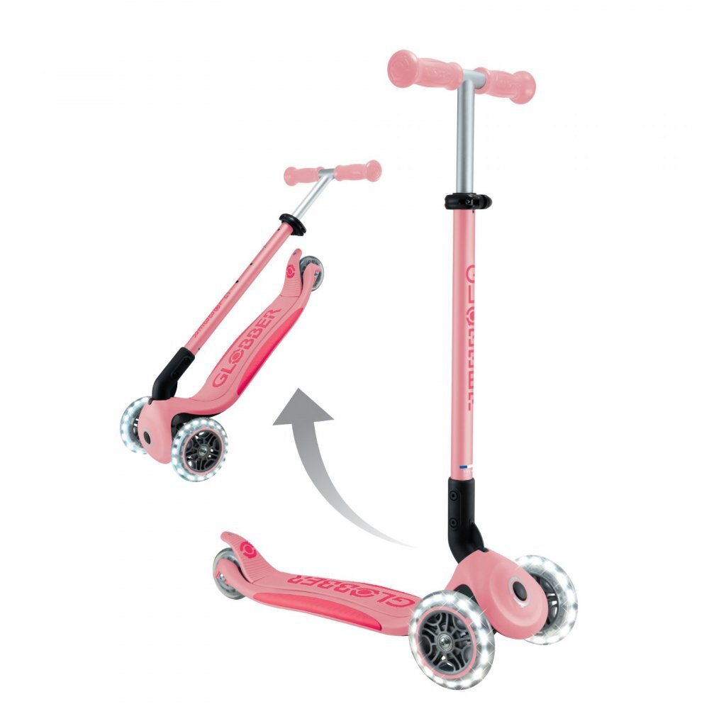 Globber Trotineta Primo roz pastel cu lumini pliabila greutate admisa 50 kg