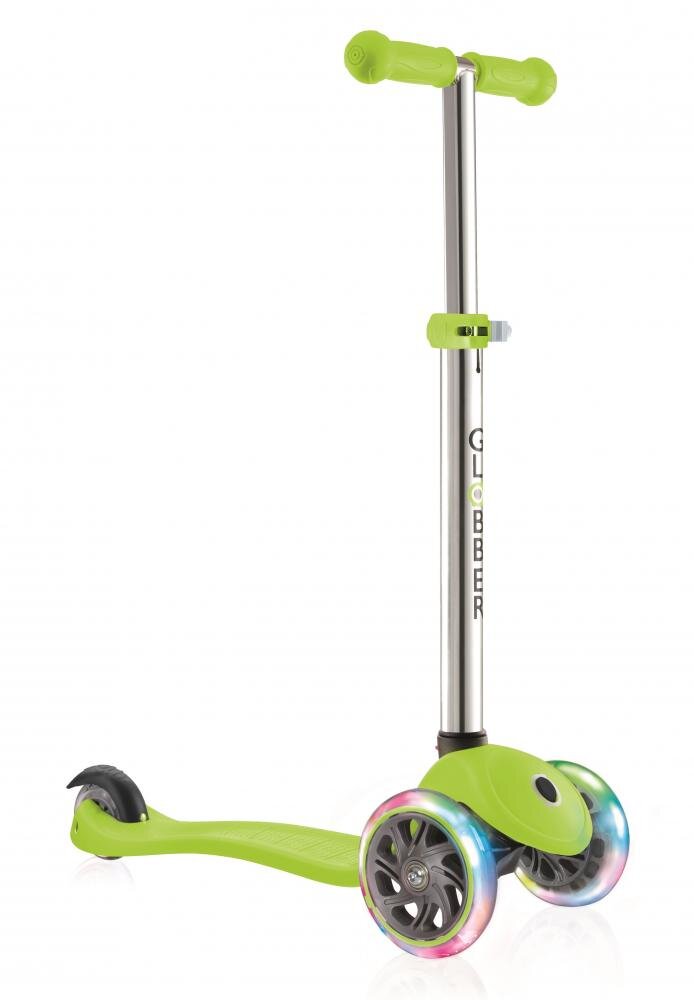 Globber Trotineta Primo V2 Lights verde cu 3 roti LED ghidon reglabil platforma antiderapanta greutate admisa 50 kg