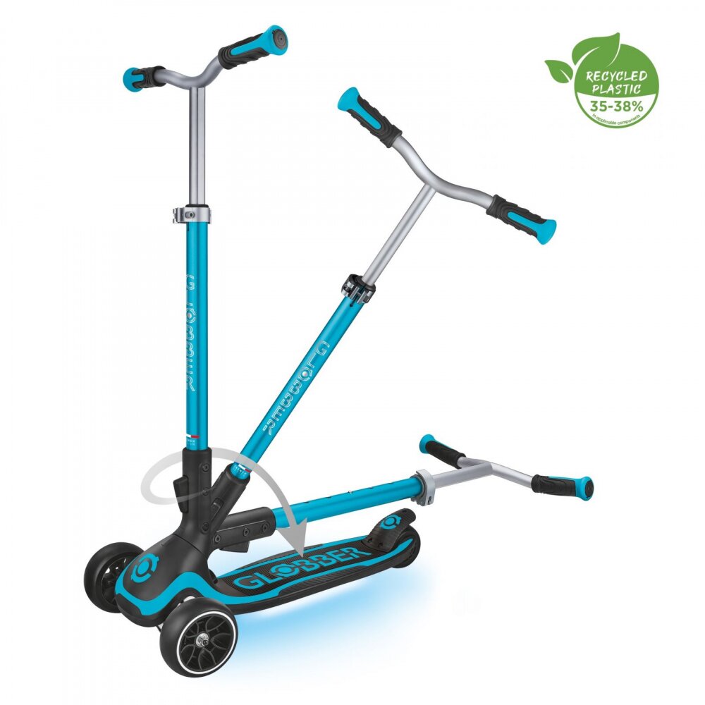 Globber Trotineta Ultimum Lights pentru copii adolescenti si adulti ghidon reglabil pe 6 nivele greutate maxima 100 kg rulmenti ABEC 9