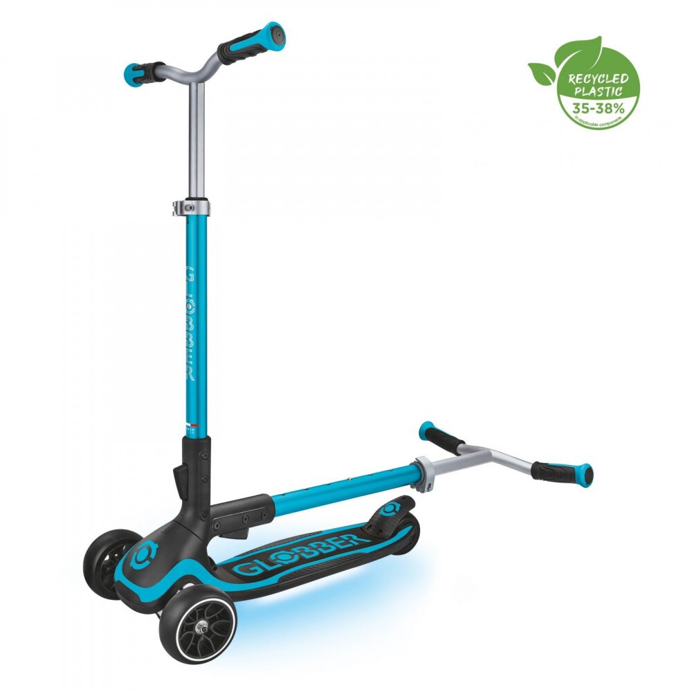 Globber Trotineta Ultimum Lights pentru copii adolescenti si adulti ghidon reglabil pe 6 nivele greutate maxima 100 kg rulmenti ABEC 9