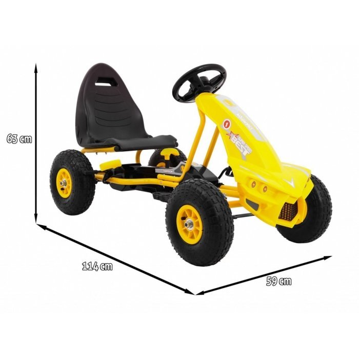 Gokart Kart cu pedale si roti gonflabile 3 ani+ Champion galben