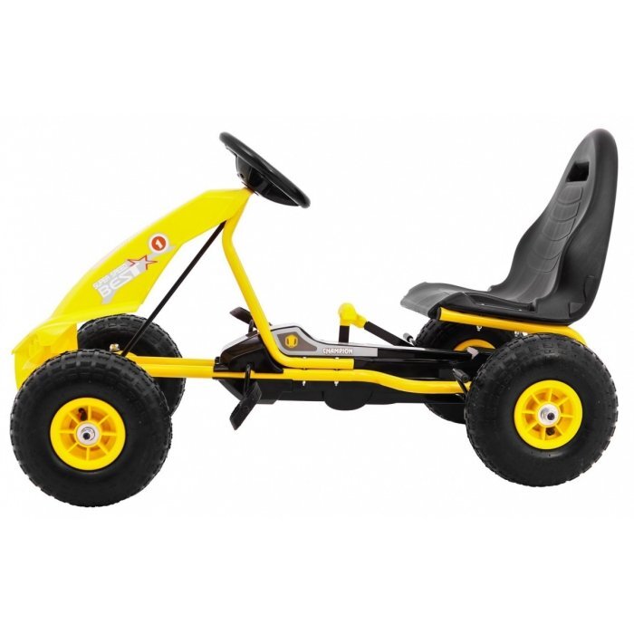 Gokart Kart cu pedale si roti gonflabile 3 ani+ Champion galben