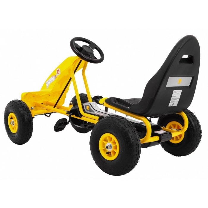 Gokart Kart cu pedale si roti gonflabile 3 ani+ Champion galben