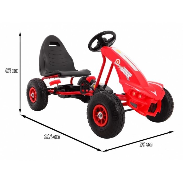 Gokart Kart cu pedale si roti gonflabile 3 ani+ Champion rosu
