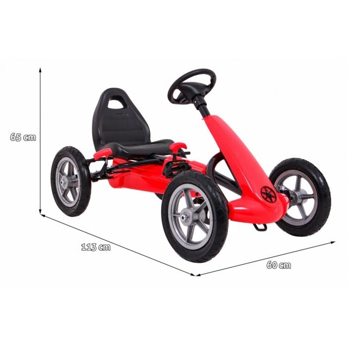 Gokart Kart cu pedale si roti gonflabile 3 ani+ Star rosu