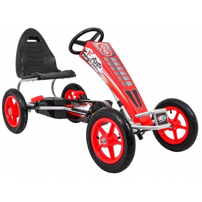Gokart Kart cu pedale si roti gonflabile air rosu