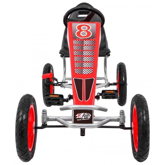 Gokart Kart cu pedale si roti gonflabile air rosu