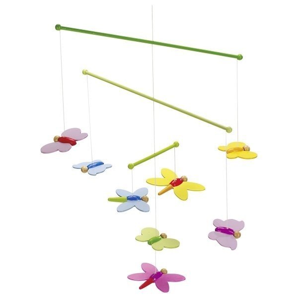 Goki Carusel cu figurine din lemn pentru bebelusi Butterflies