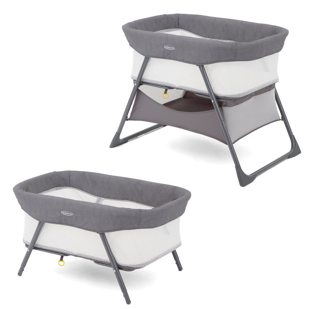 GRACO Patut Side by Side 2 in 1 Pearl pliabil cu saltea matlasata inclusa cos depozitare geanta de transport