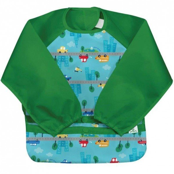 Green Sprouts Bavetica multifunctionala cu maneci lungi Aqua Cars 2T-4T