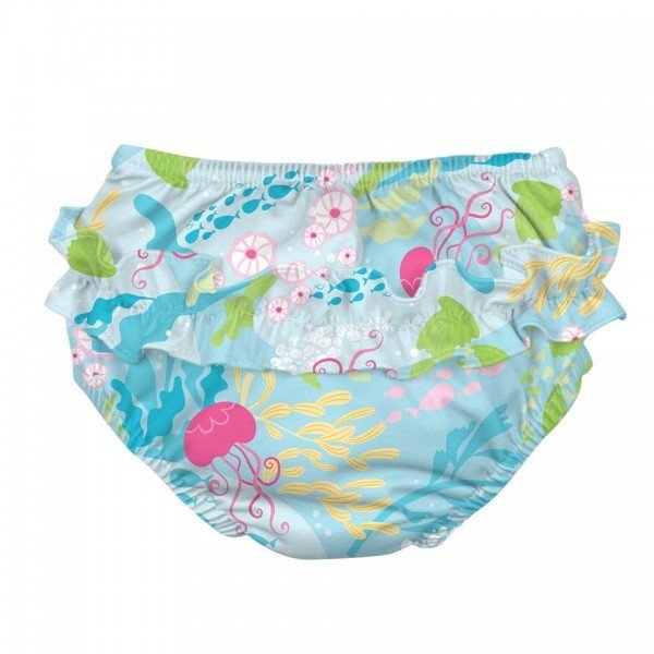 Green Sprouts by iPlay Slip fete refolosibil SPF 50+ cu capse si volanase Aqua Coral Reef 12 luni