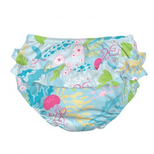 Green Sprouts by iPlay Slip fete refolosibil SPF 50+ cu capse si volanase Aqua Coral Reef 24 luni