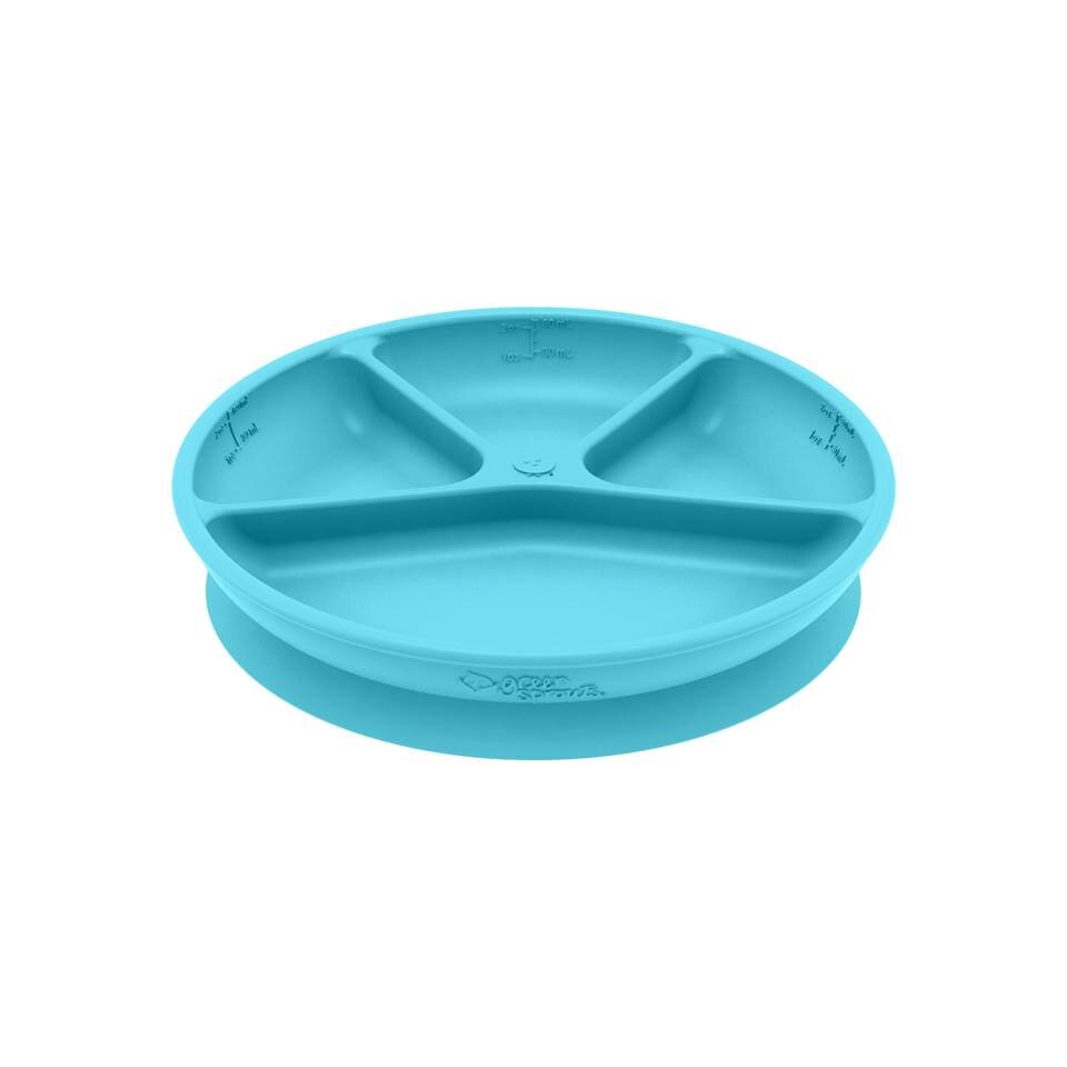 Green Sprouts Farfurie de invatare compartimentata Learning Plate Divided Aqua