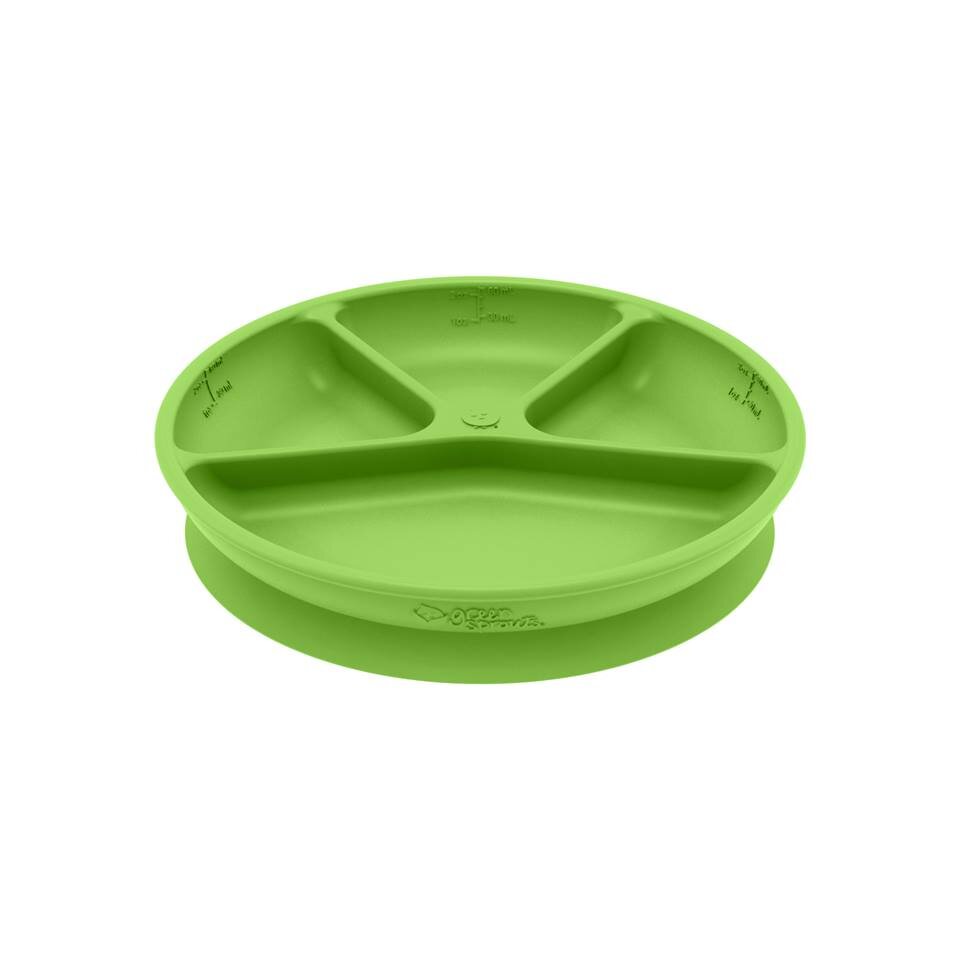 Green Sprouts Farfurie de invatare compartimentata Learning Plate Divided Green