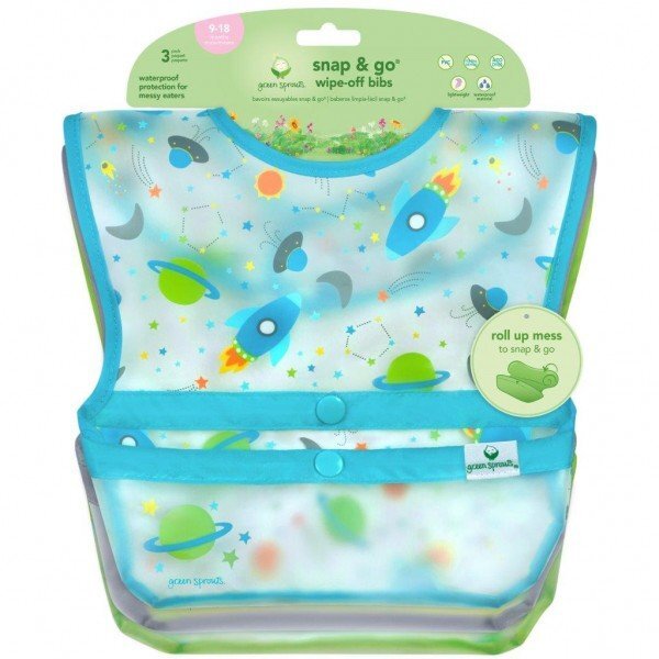 Green Sprouts Set 3 bavetele impermeabile Wipe off Aqua Space