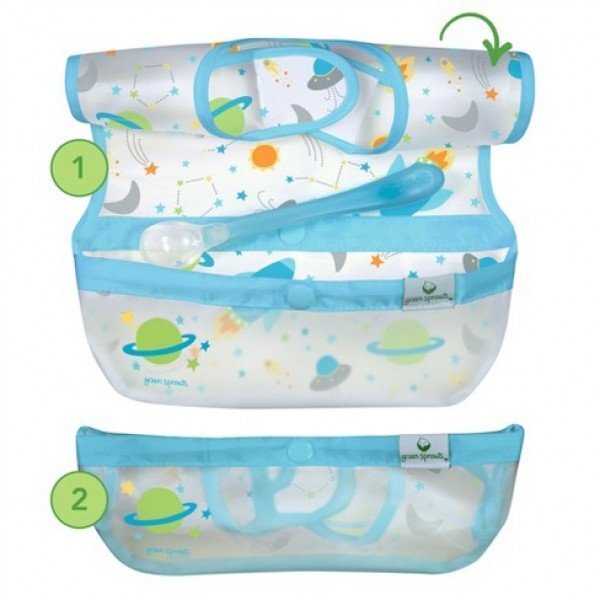 Green Sprouts Set 3 bavetele impermeabile Wipe off Aqua Space