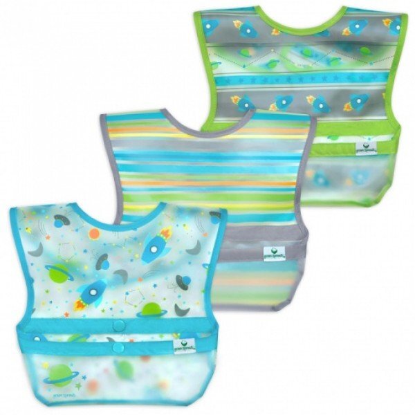 Green Sprouts Set 3 bavetele impermeabile Wipe off Aqua Space