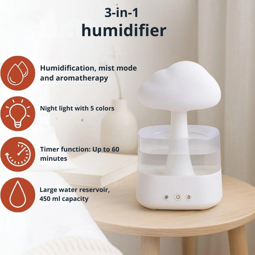 GRUNDIG Umidificator si difuzor de arome cu lumina led Rain Cloud