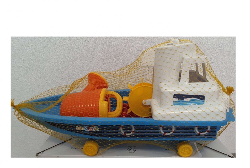 Guclu Toys Set 4 jucarii plaja cu barca de pescuit Mobidiky Blue