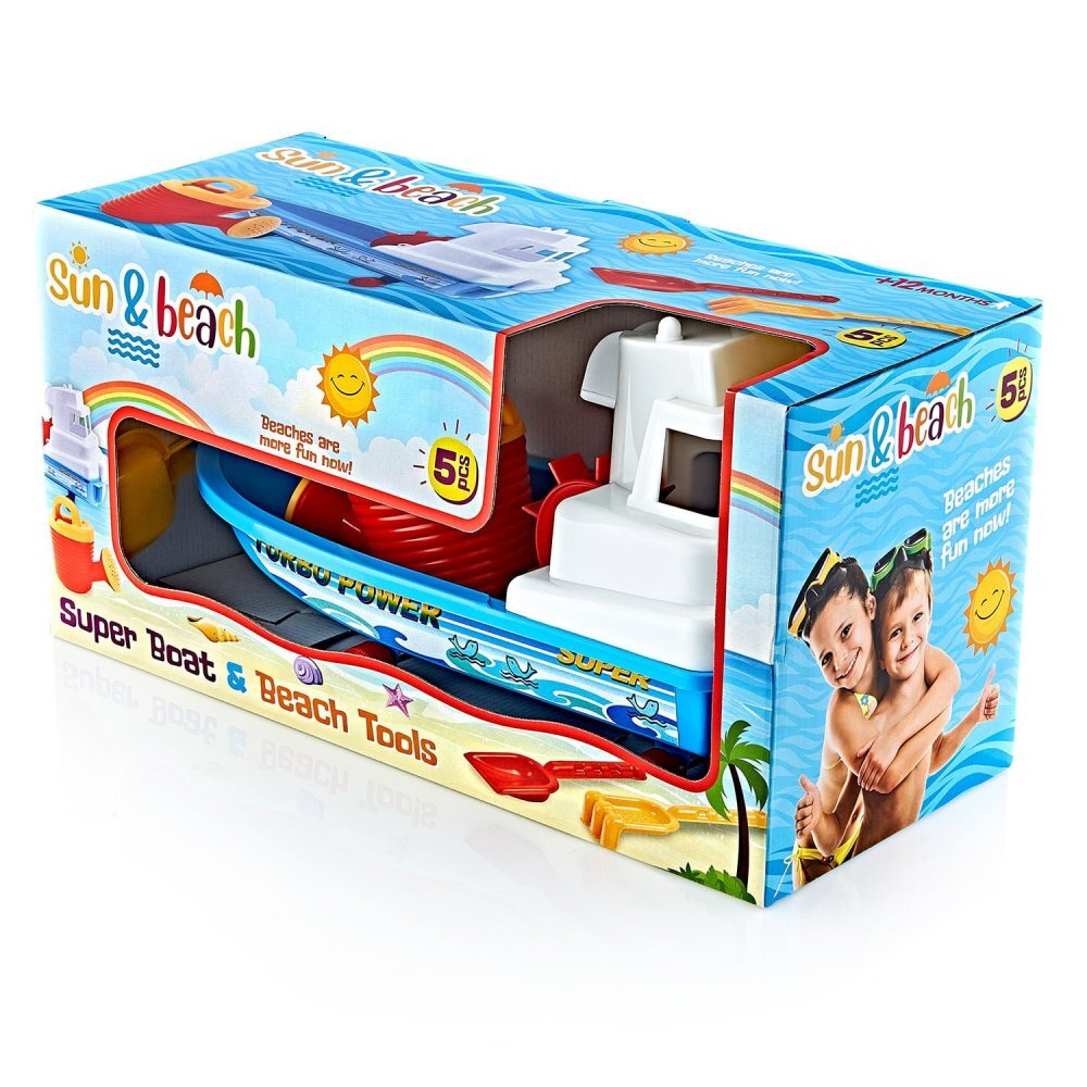 Guclu Toys Set 4 jucarii plaja cu barca de pescuit Mobidiky Blue
