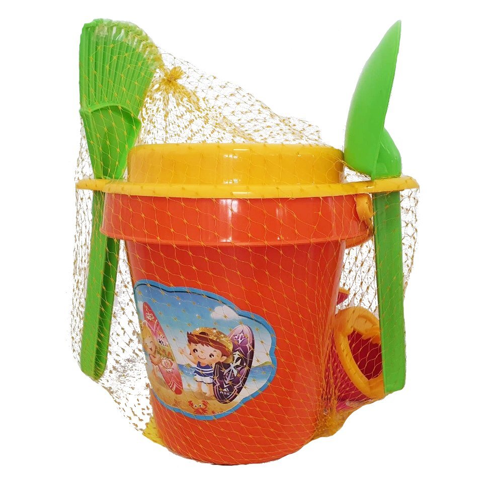 Guclu Toys Set 5 ustensile de joaca pentru nisip Great Beach cu galetusa si accesorii Orange