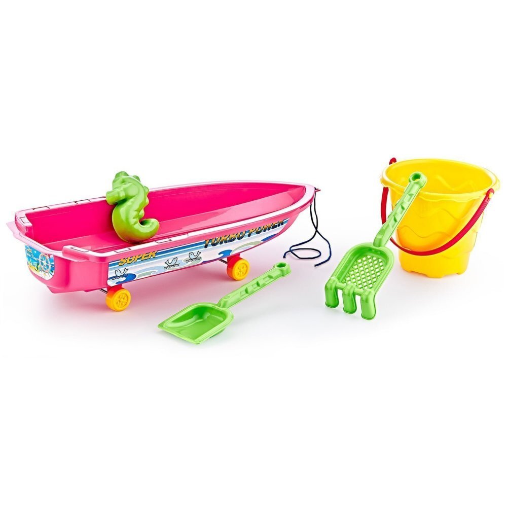 Guclu Toys Set joaca pentru nisip cu 5 accesorii Pink Luxury Boat