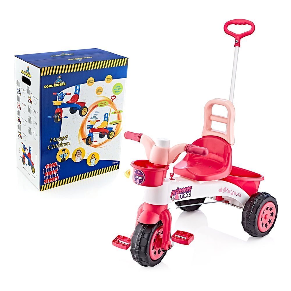 Guclu Toys Tricicleta pentru copii Princess in cutie cu claxon si control parental cosulet pentru accesorii si plastic de inalta calitate de la 3 ani